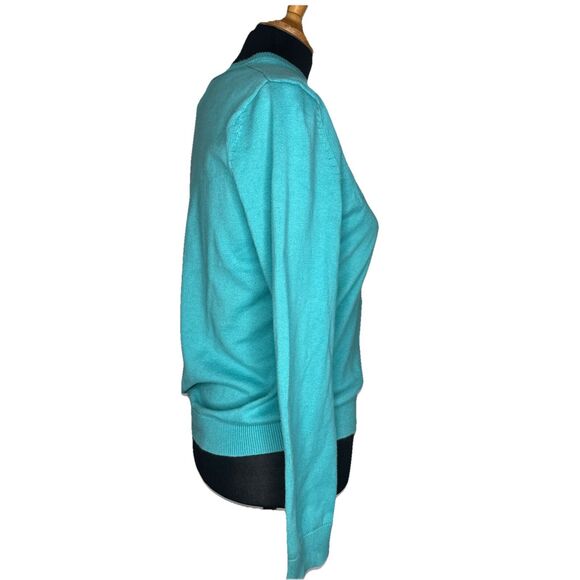 Vintage Cherokee Womens Small Teal Cardigan Button Up Sweater Cotton Cozy - Picture 3 of 10